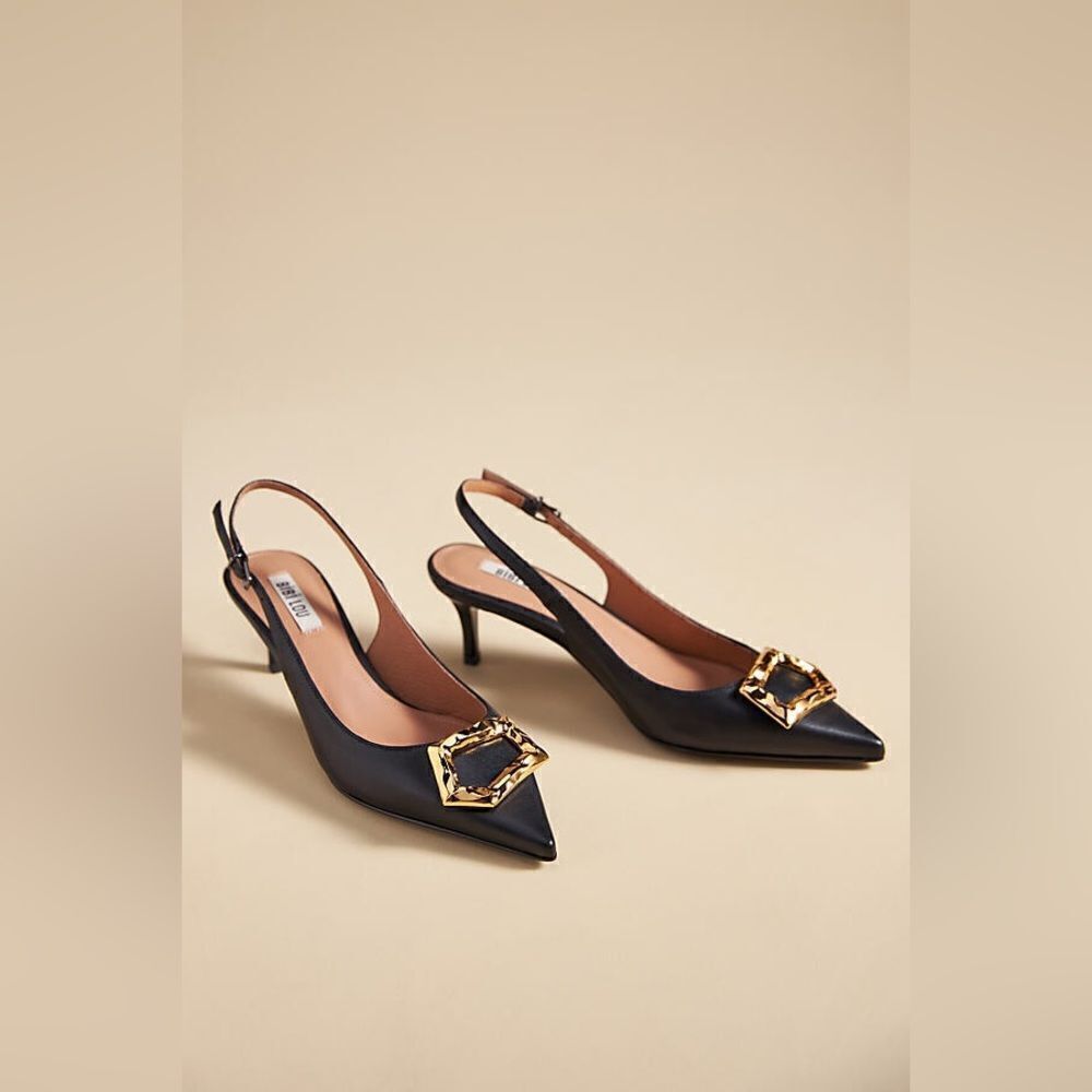 ANTHROPOLOGIE BIBI LOU BARR HEELS BLACK
